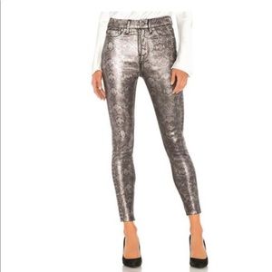 7 for All Mankind high waisted skinny jeans- silver gray python snake print